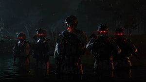 Death Stranding Skeleton Soldiers Standing in Dark Rainy Swamp HD wallpaper