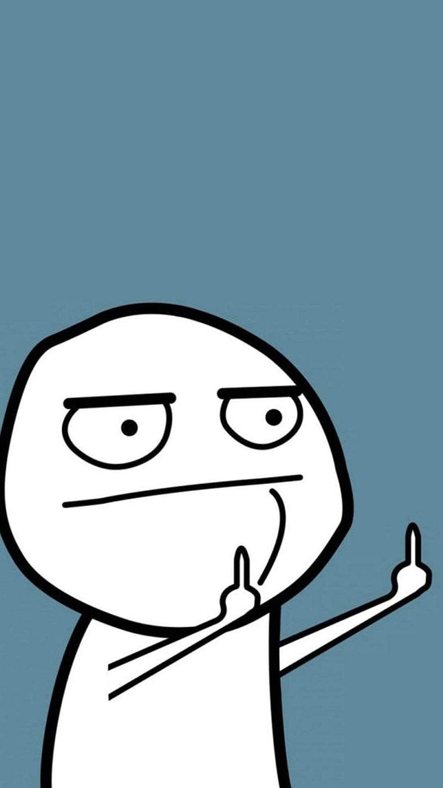 Minimalist White Cartoon Character with Bored Expression on Blue Background HD phone wallpaper
