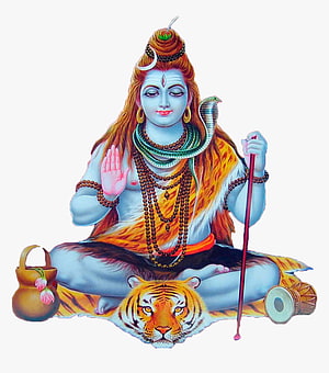 Lord Shiva Meditating on Tiger Skin with Snake and Trident HD phone wallpaper