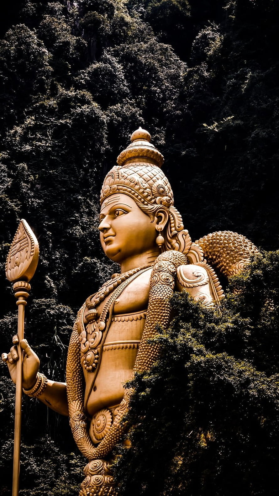 Colossal Murugan Statue Amidst Lush Forest Foliage HD phone wallpaper