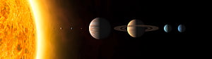 Solar System Planets and Sun in Deep Space Wide Panorama HD wallpaper