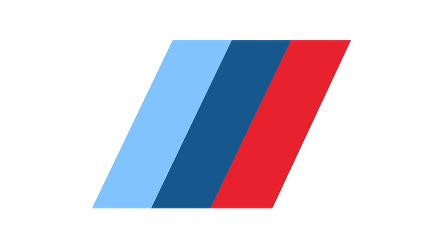 BMW M Performance Logo with Blue, Dark Blue, and Red Stripes on White Background HD wallpaper