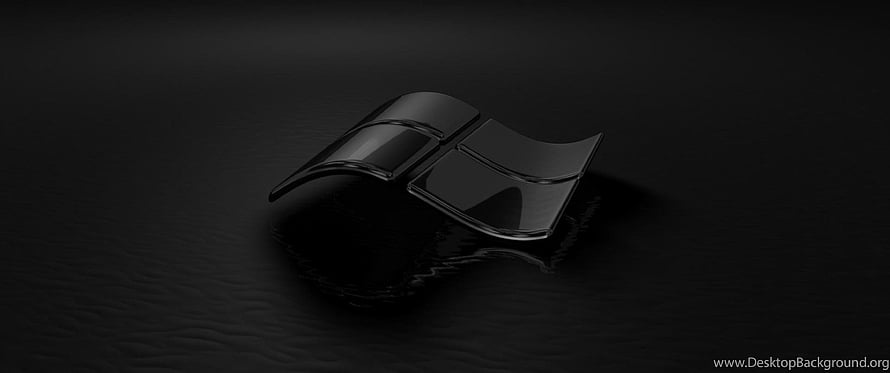 Sleek Black Windows Logo Emblem on Dark Water Surface HD wallpaper