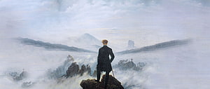 Caspar David Friedrich's Romantic Oil Painting of a Man Standing on a Rocky Peak Above a Sea of Fog HD wallpaper
