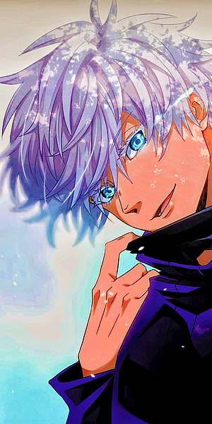 Satoru Gojo Anime Portrait With Silver Hair And Blue Eyes HD phone wallpaper