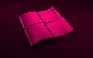 Glossy Pink Windows Logo 3D Render on Dark Maroon Background HD wallpaper