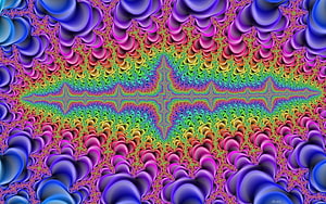 Vibrant Psychedelic Fractal Art with Rainbow Gradient and Symmetrical 3D Patterns HD wallpaper