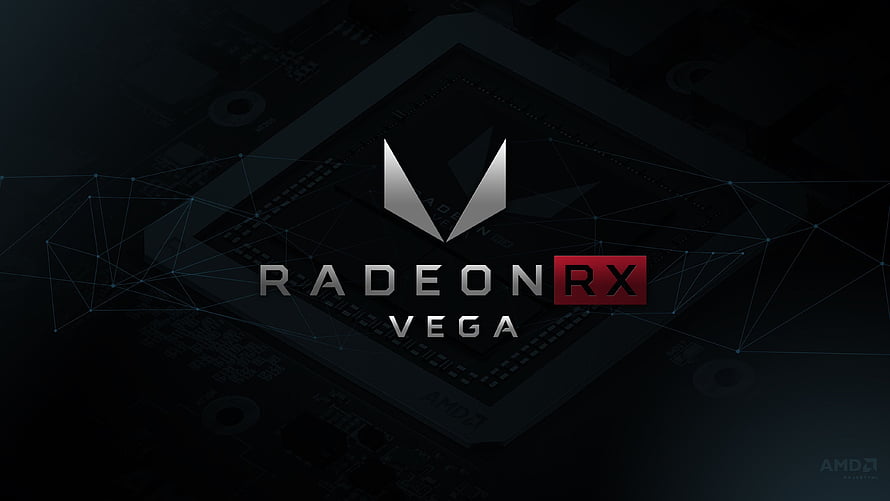 AMD Radeon RX Vega GPU Chip with Circuit Board and Network Overlay HD wallpaper