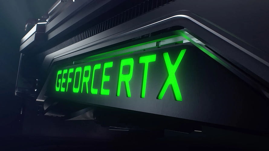 NVIDIA GeForce RTX Graphics Card with Glowing Green Logo on Dark Background HD wallpaper