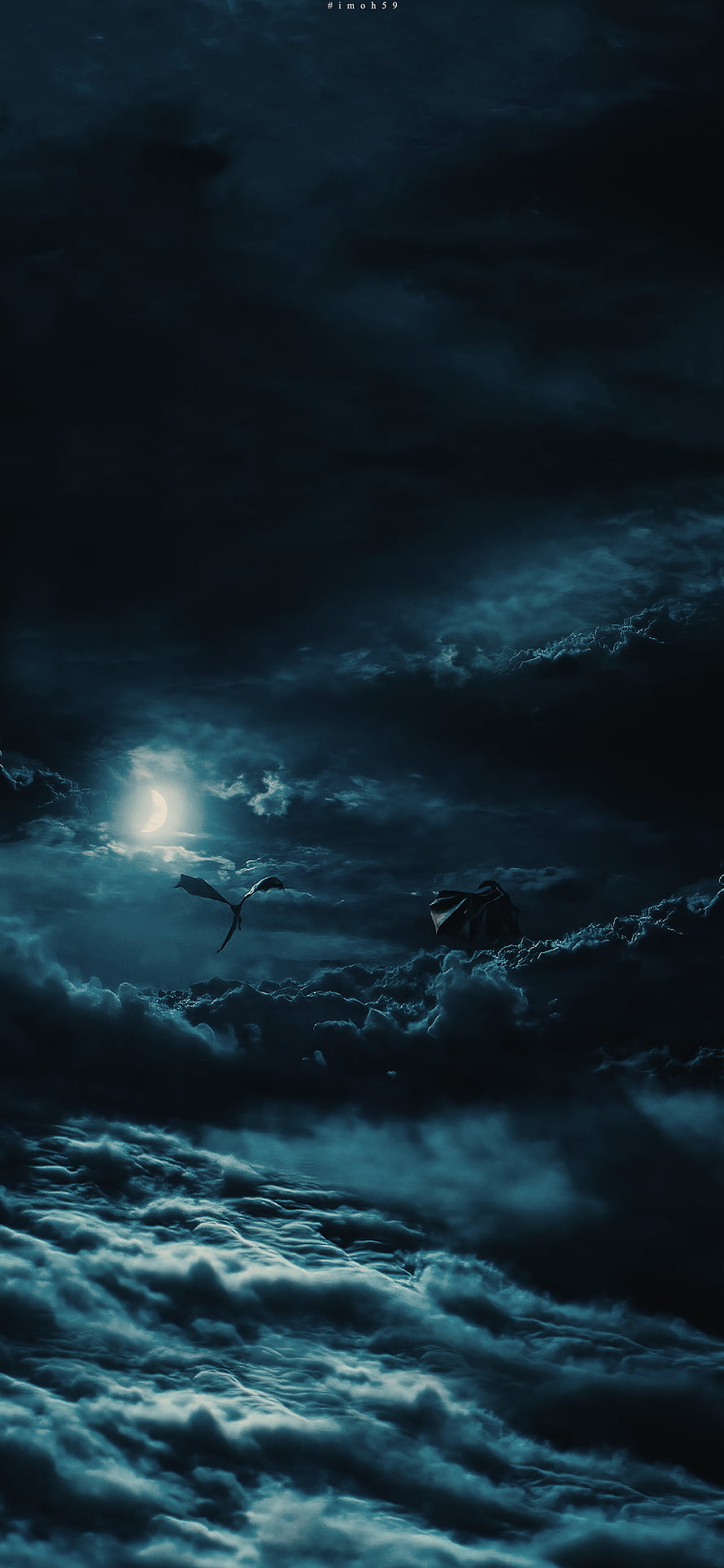 Game of Thrones Dragons Soaring Through Stormy Night Clouds Under Moonlight HD phone wallpaper