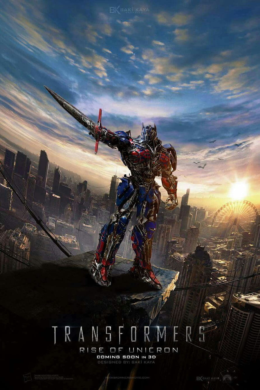 Optimus Prime standing on a skyscraper ledge overlooking a city at sunset in Transformers Rise of the Machine HD phone wallpaper