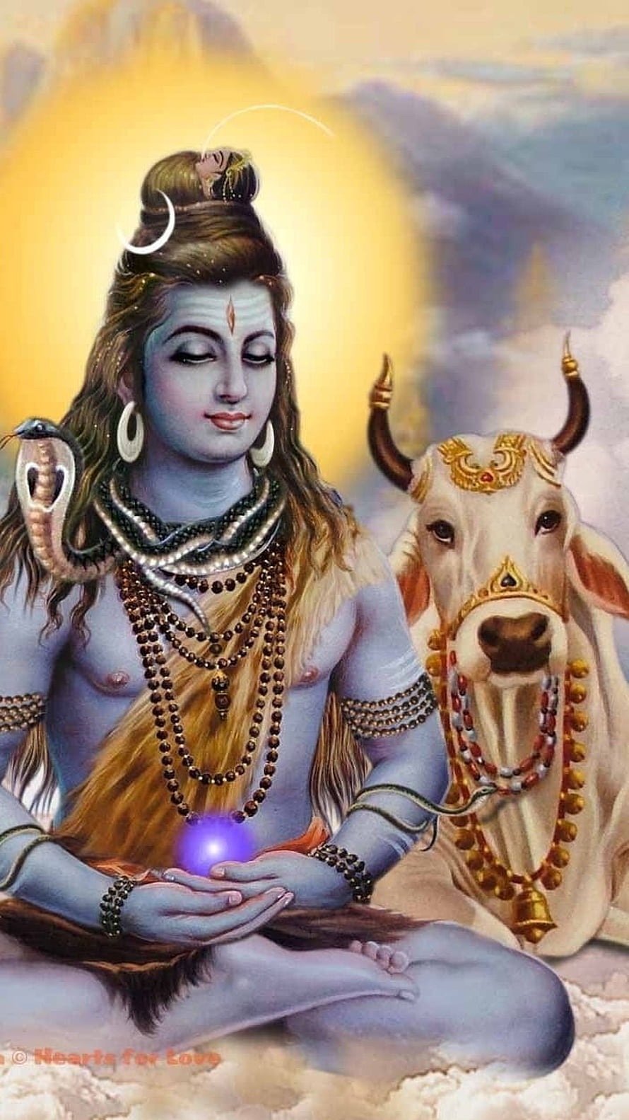Lord Shiva Meditating in Lotus Pose with Nandi the Sacred Bull HD phone wallpaper
