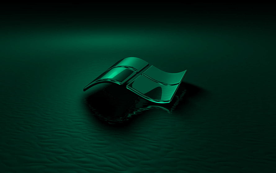 Glossy Green Windows Logo Emblem on Dark Textured Surface HD wallpaper
