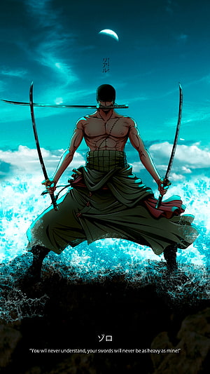 Roronoa Zoro Three-Sword Style Anime Artwork from One Piece HD phone wallpaper