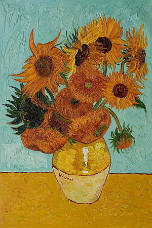 Vincent Van Gogh Sunflowers Still Life Oil Painting with Thick Impasto Texture HD phone wallpaper