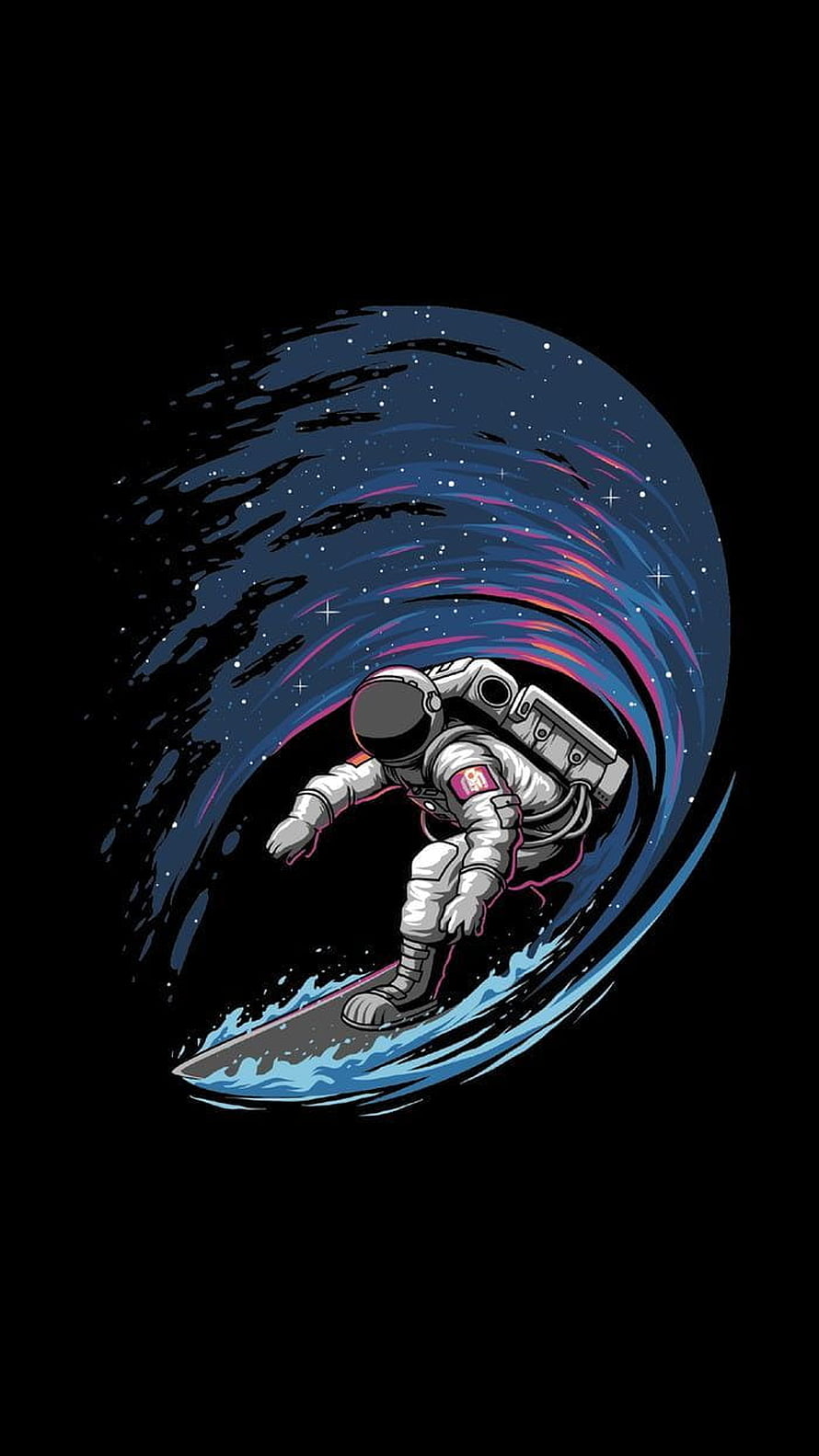 Astronaut Surfing a Cosmic Wave in Deep Space Digital Illustration HD phone wallpaper