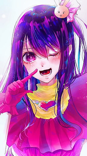 Oshi No Ko Anime Character with Purple Hair and Heart Brooch HD phone wallpaper