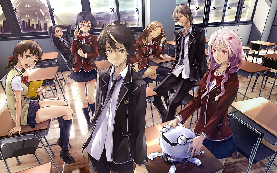 Steins;Gate Anime Classroom Scene with School Uniforms and Characters HD wallpaper