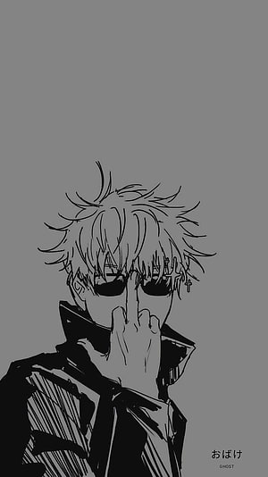 Satoru Gojo from Jujutsu Kaisen in a minimalist black and white line art portrait HD phone wallpaper