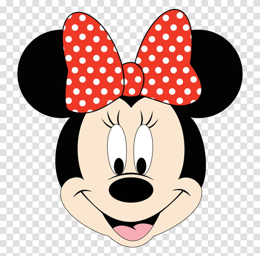 Minnie Mouse Cartoon Face With Red Polka Dot Bow On Transparent Background HD wallpaper