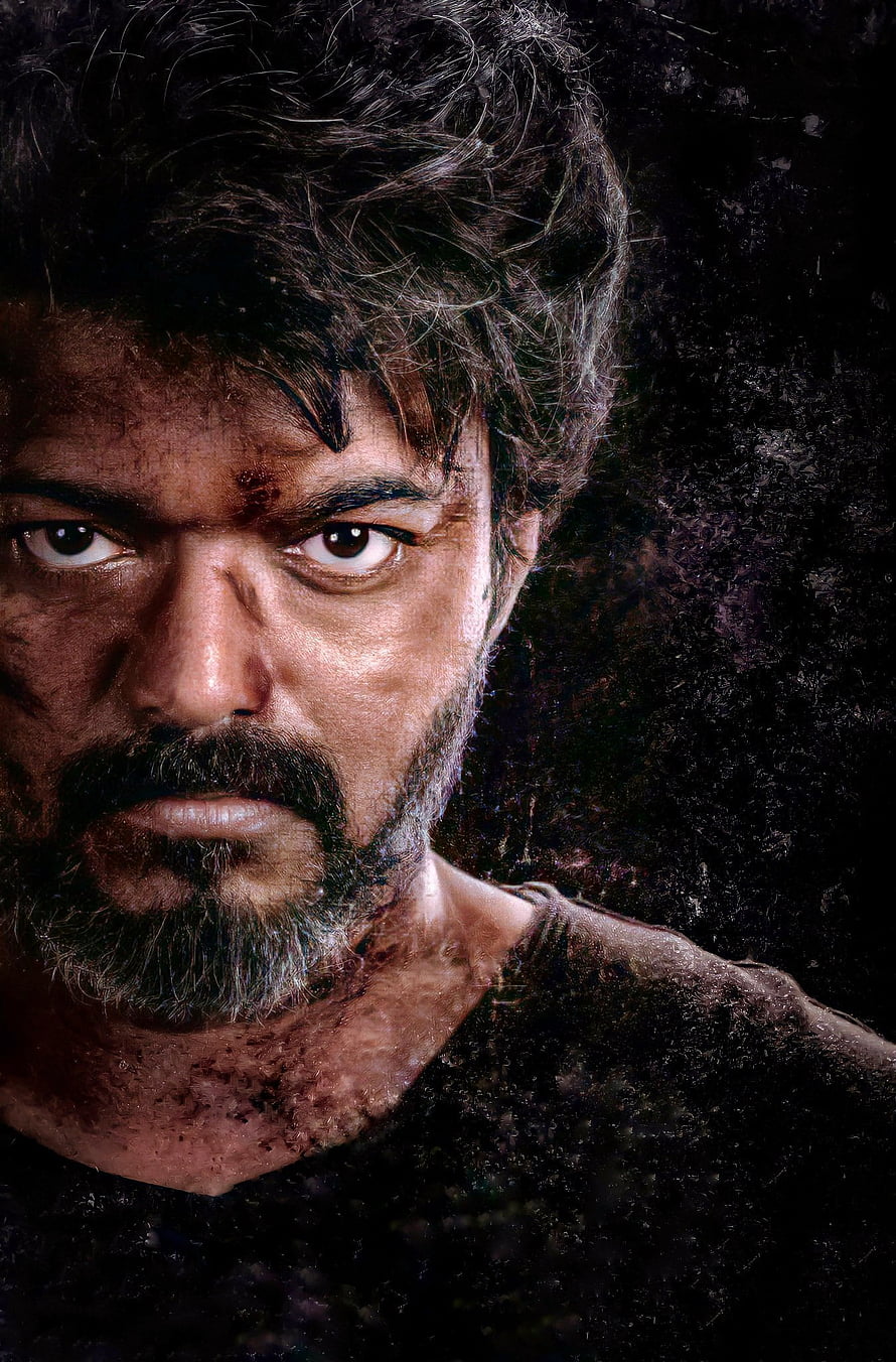 Vijay Thalapathy Intense Portrait in Beast Film Character HD phone wallpaper