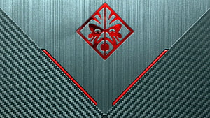 HP Omen Gaming Laptop Red Logo on Brushed Metal and Carbon Fiber Texture HD wallpaper