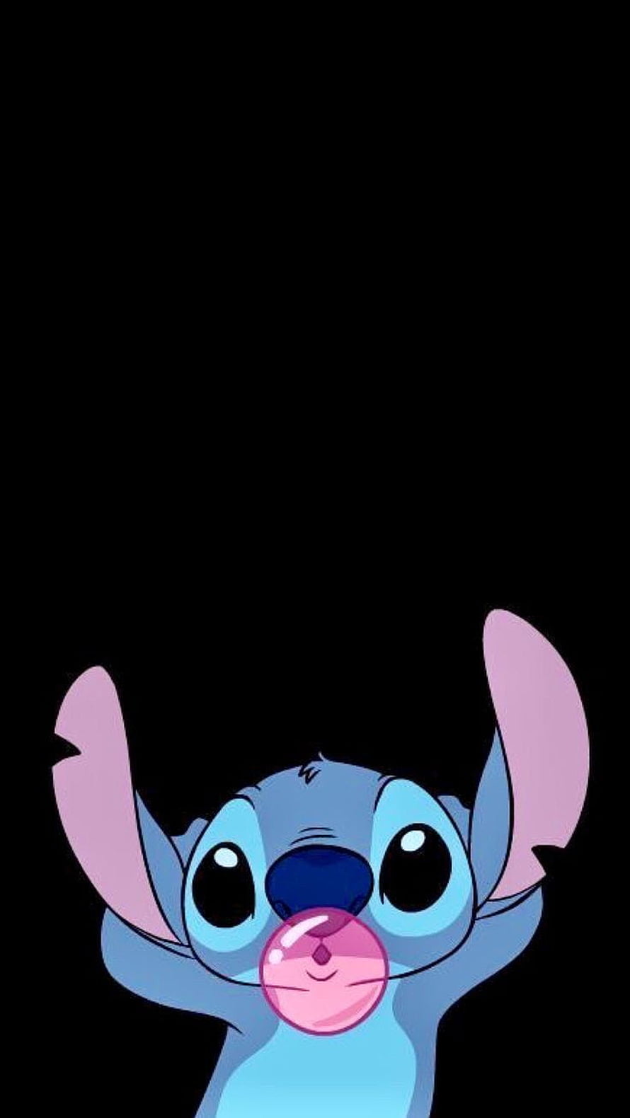 Stitch Peeking From Bottom With Arms Raised On Black Background HD phone wallpaper
