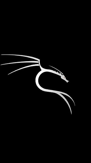 Minimalist White Dragon Silhouette on Black Background HD phone wallpaper