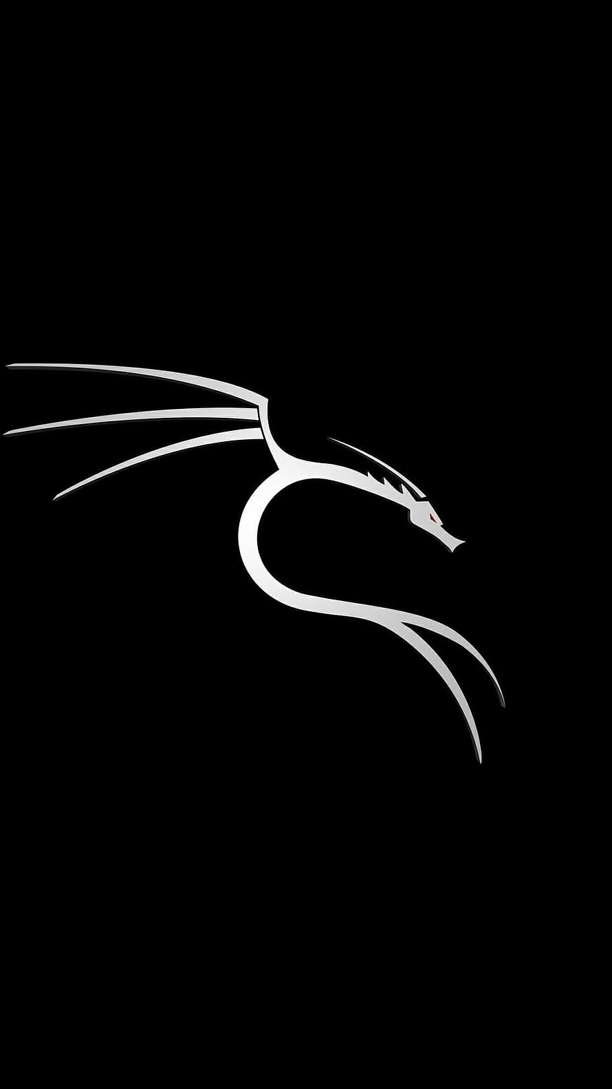 Minimalist White Dragon Silhouette on Black Background HD phone wallpaper