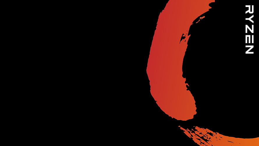 AMD Ryzen Minimalist Red Brushstroke Logo on Black Background HD wallpaper