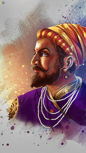 Chhatrapati Shivaji Maharaj Portrait in Traditional Turban and Royal Attire HD phone wallpaper