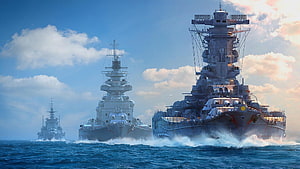 Yamato Battleship Fleet in World of Warships Digital Art HD wallpaper
