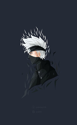 Kakashi Hatake Profile Portrait in Dark Minimalist Anime Style HD phone wallpaper