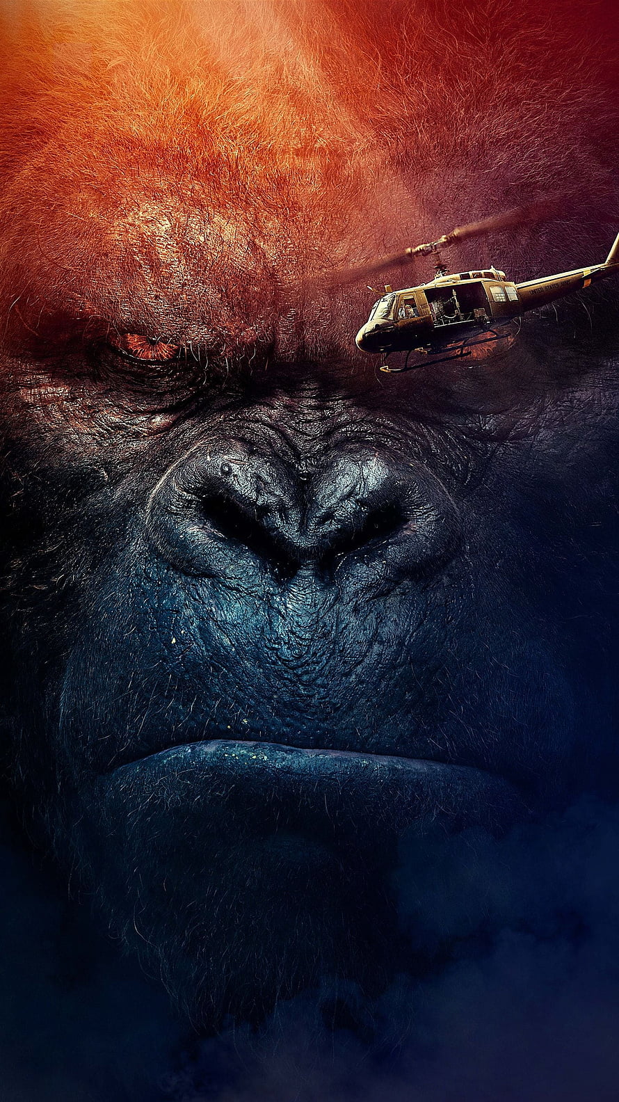 King Kong Skull Island Close-Up Portrait With Helicopter HD phone wallpaper