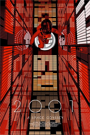 2001 A Space Odyssey Minimalist Poster Art with Astronaut in Red Corridor HD phone wallpaper