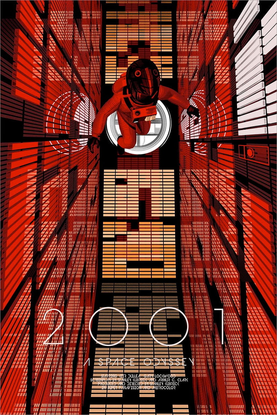 2001 A Space Odyssey Minimalist Poster Art with Astronaut in Red Corridor HD phone wallpaper