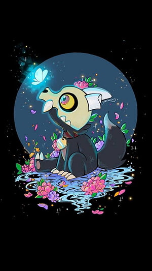 King from The Owl House Reaching for a Glowing Butterfly Amidst Floating Flowers and Water HD phone wallpaper