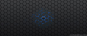 Dark Hexagonal Grid Pattern with Glowing Blue Geometric Center HD wallpaper