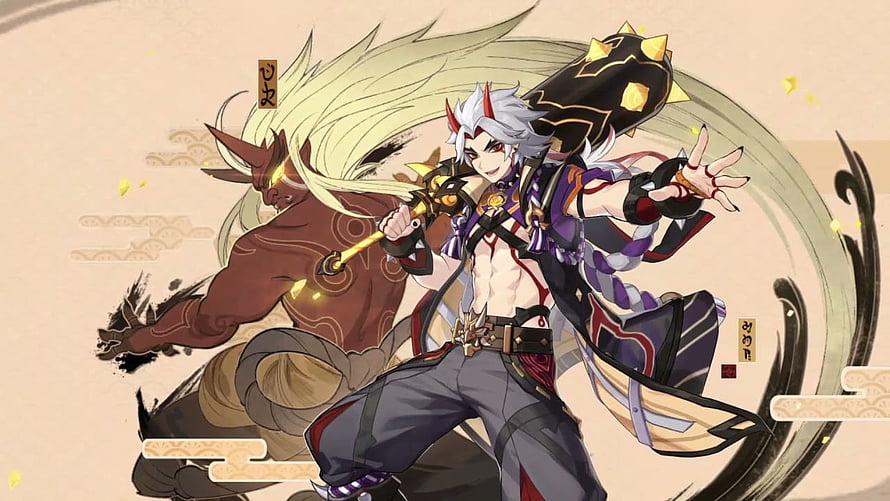 Arataki Itto and Gorou in Dynamic Genshin Impact Anime Illustration HD wallpaper