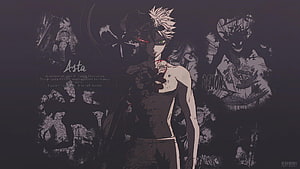 Asta from Black Clover in Dark Monochrome Anime Artwork HD wallpaper