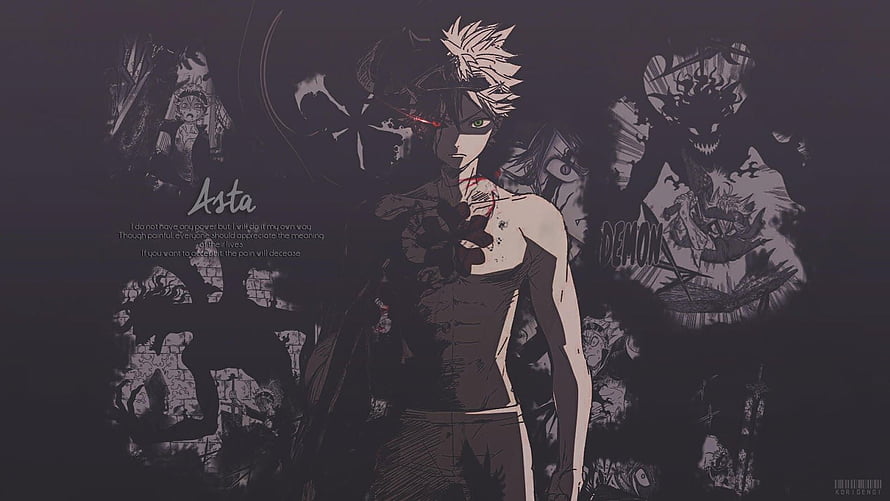 Asta from Black Clover in Dark Monochrome Anime Artwork HD wallpaper