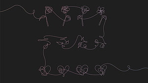 BTS Love Yourself Flower Album Line Art Floral Hearts and Roses on Dark Background HD wallpaper
