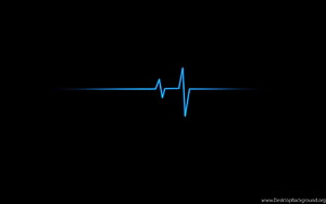 Minimalist Blue EKG Heartbeat Line on Black Background HD wallpaper