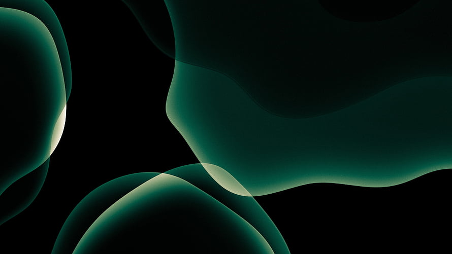 Abstract Dark Green and Mint Organic Shapes on Black Background HD wallpaper