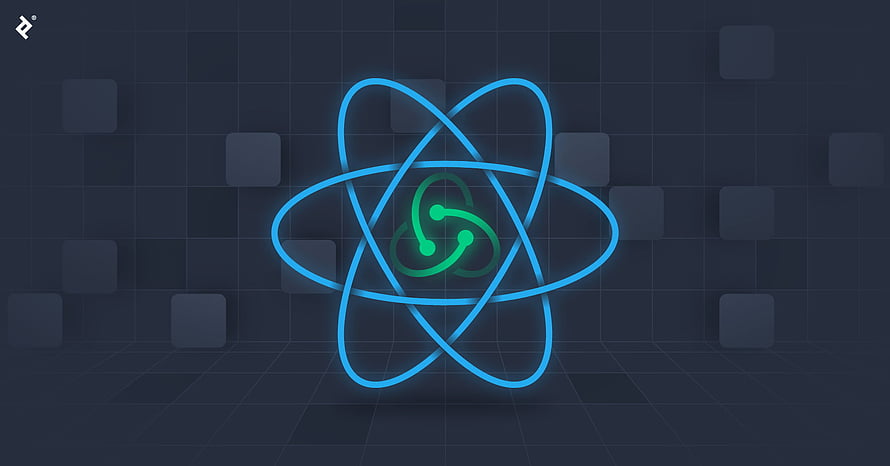 React and React Native Atom Logos on Dark Grid Background HD wallpaper
