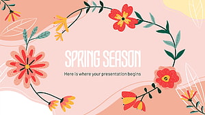 Spring Season Floral Presentation Template with Watercolor Blooms and Soft Pink Background HD wallpaper