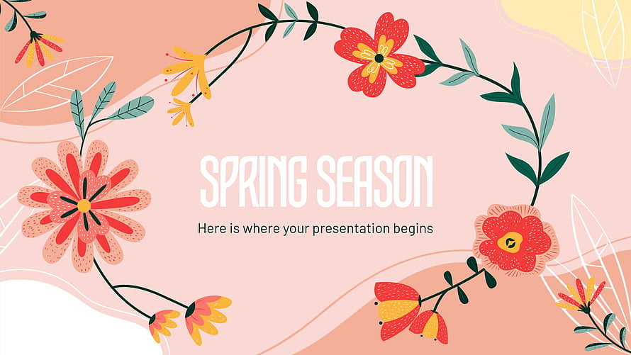 Spring Season Floral Presentation Template with Watercolor Blooms and Soft Pink Background HD wallpaper