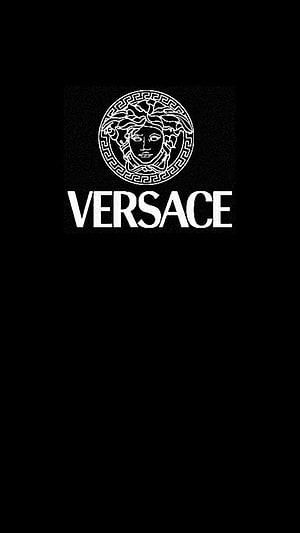 Versace Medusa Head Logo on Black Background Minimalist Luxury Brand Emblem HD phone wallpaper