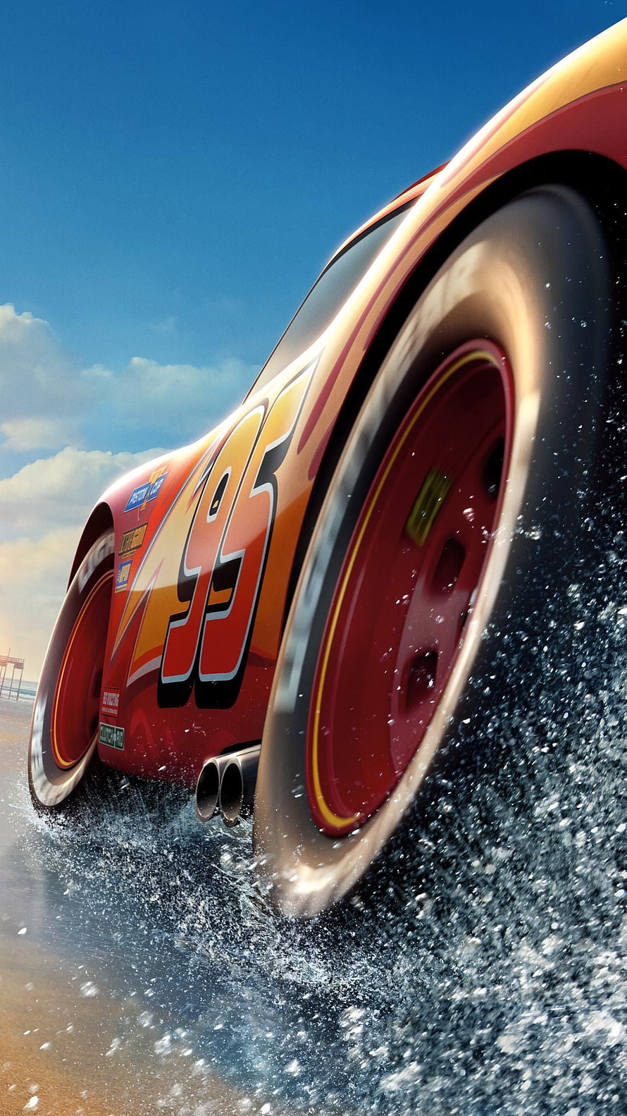 Disney Cars Lightning McQueen 95 Racing on Wet Track HD phone wallpaper
