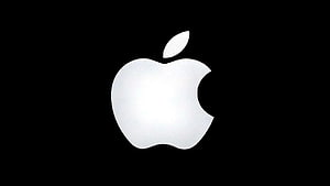 Minimalist Apple Logo in White on a Solid Black Background HD wallpaper